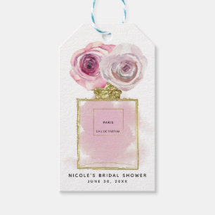 Etiqueta Para Presente Frasco de Perfume Floral Fashion Rosas Rosa Glam O