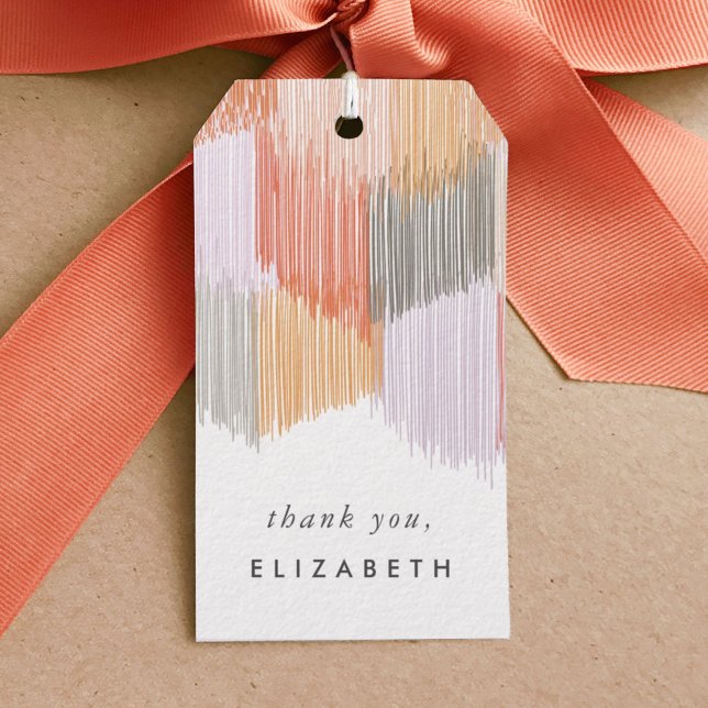 Etiqueta Para Presente Fringe Moderna (Modern fringe coral pink gift tag.)