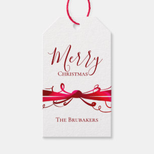 Etiqueta Para Presente Friso Vermelho Único Personalizado Feliz Natal