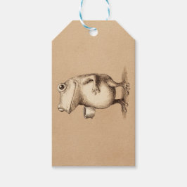 Etiqueta Para Presente Frog with Coffee – Whimsical Vintage Animal