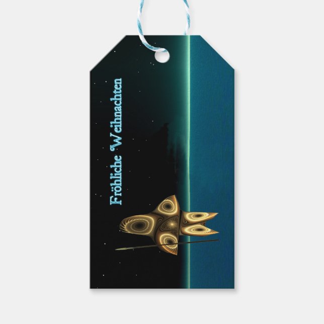 Etiqueta Para Presente Frohliche Weihnachten - Fractal Inuit Hunter (Frente)