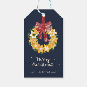 Etiqueta Para Presente Frota de Cookies de Natal com fundo de Cinza Azul