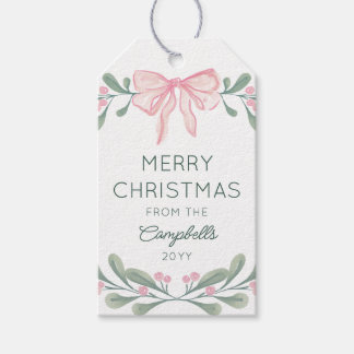 Etiqueta Para Presente Frouxas Bagas de Aquarela Rosa Feliz Natal