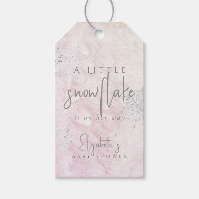 Etiqueta Para Presente Frozen Little Snowflake Pink Girl Baby Shower (Frente)