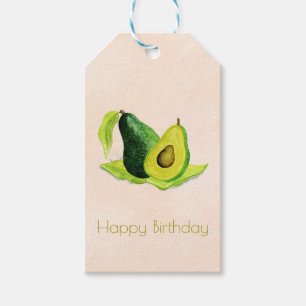 Etiqueta Para Presente Fruta de abacate verde no feliz aniversario das