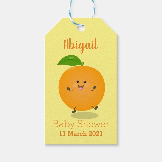Etiqueta Para Presente Fruta de citrinos de laranja-dança (Frente)