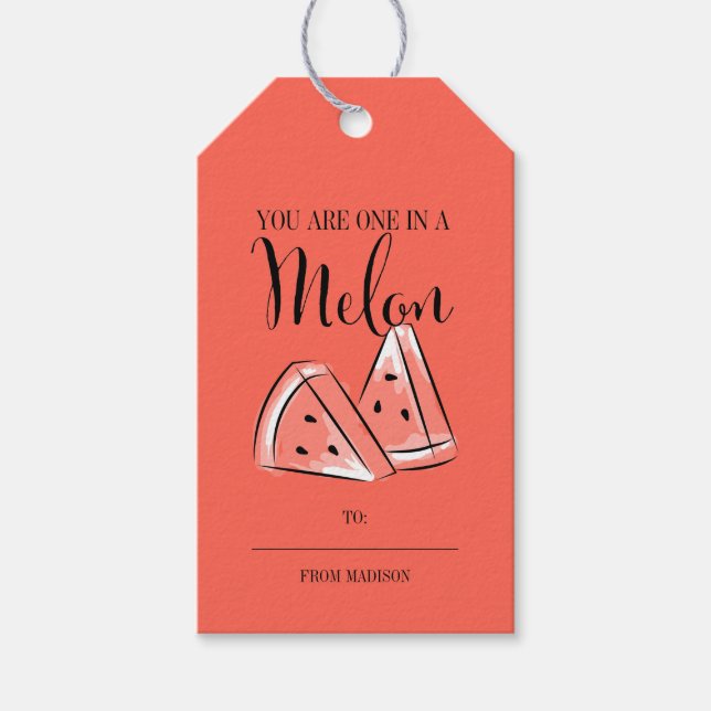 Etiqueta Para Presente Fruta Engraçada Pun Melon Namorados Dags. (Frente)