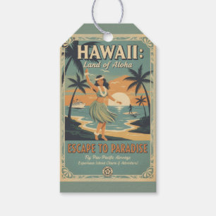 Etiqueta Para Presente Fuga para o Paraíso Terrestre Havaiano Vintage