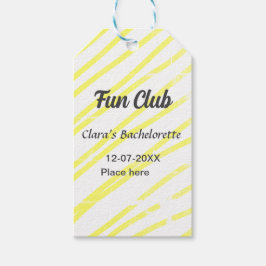 Etiqueta Para Presente fundo amarelo de linhas do Fun Club despedida de s