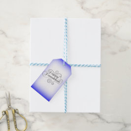 Etiqueta Para Presente Fundo Branco Azul de 2 tons Feliz Hanukkah