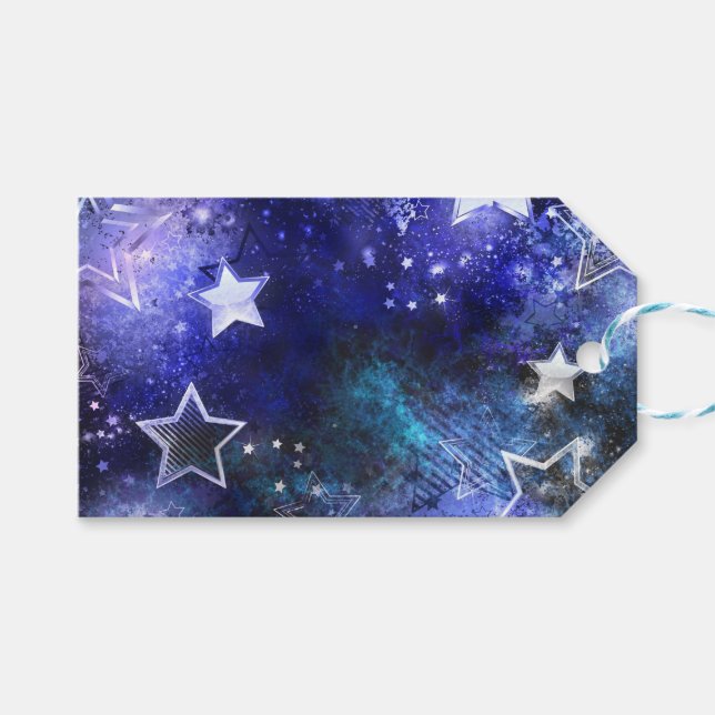 Etiqueta Para Presente Fundo de Espaço com Estrelas (Frente (horizontal))