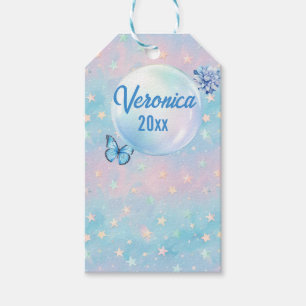 Etiqueta Para Presente Fundo de Estrelo de Gradiente Cor-de-Rosa Azul
