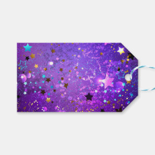 Etiqueta Para Presente Fundo de folhas roxas com estrelas