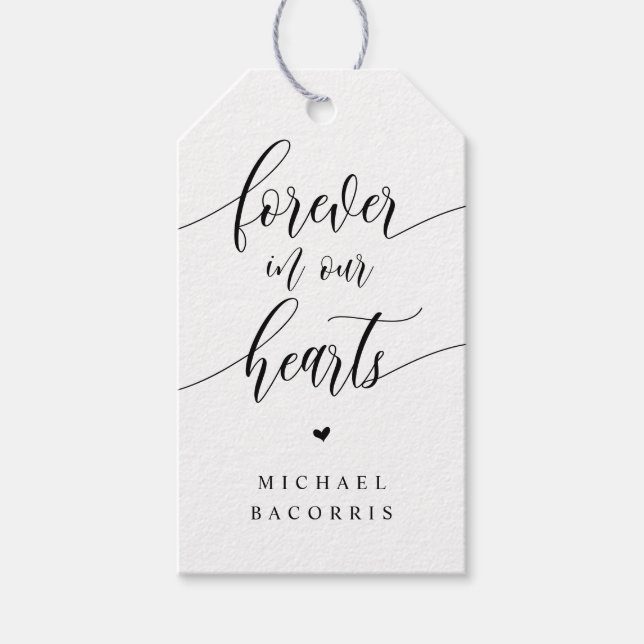 Etiqueta Para Presente Funeral, Vela, Caligrafia Moderna, Script Preto (Frente)