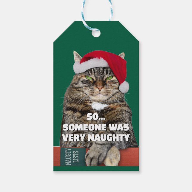 Etiqueta Para Presente Funny angry cat Christmas  (Frente)