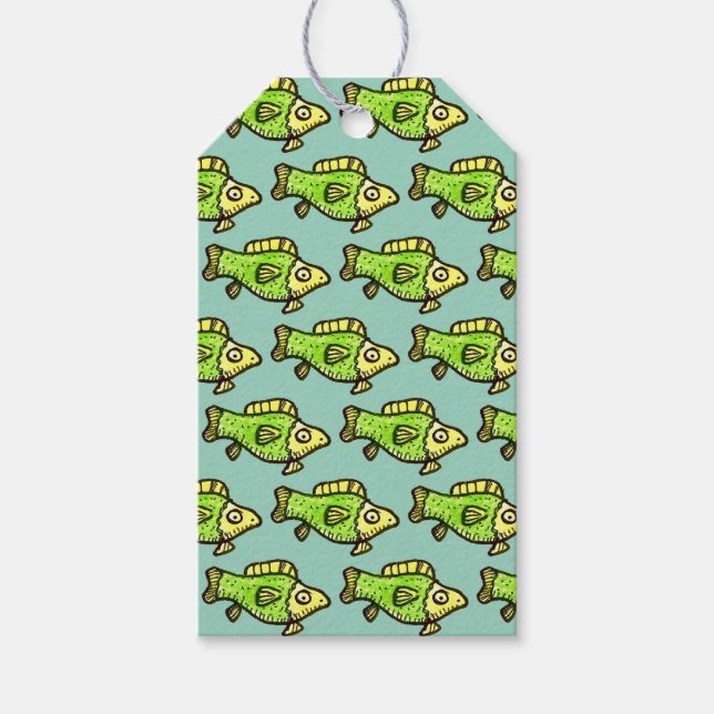 Etiqueta Para Presente Funny Cartoon Green Fish Drawing (Frente)