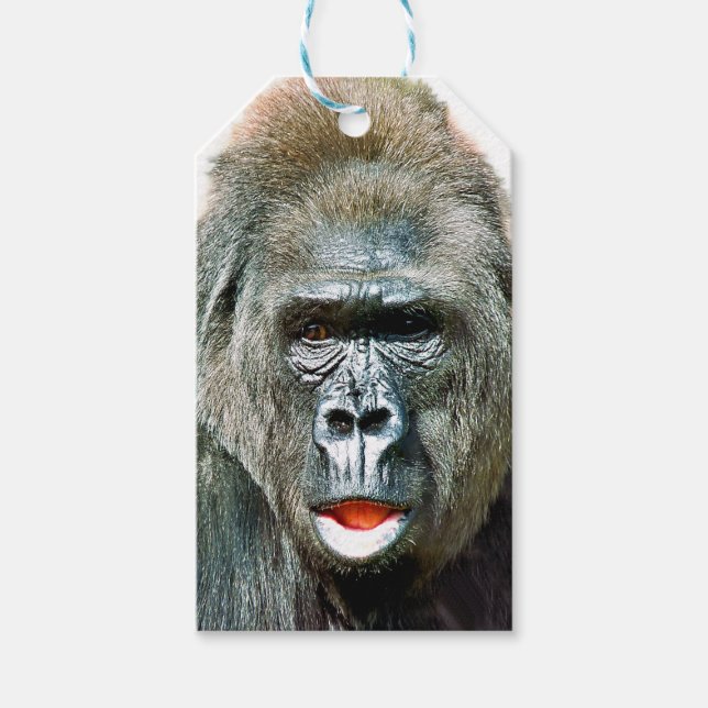 ETIQUETA PARA PRESENTE FUNNY CUTE GORILLA (Frente)