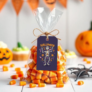 Etiqueta Para Presente Funny Dancing Skeleton Halloween Festivo