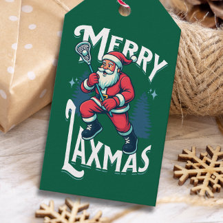 Etiqueta Para Presente Funny Green Merry Laxmas Lacrosse Christmas