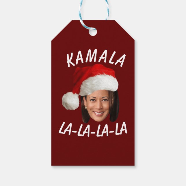 Etiqueta Para Presente Funny Kamala Harris Face Papai Noel Natal (Verso)