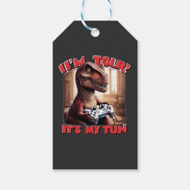 Etiqueta Para Presente Funny T-Rex Gamer Quote Design (Frente)