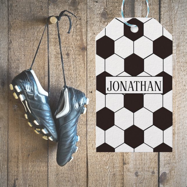 Etiqueta Para Presente Futebol infantil Padrão de futebol Aniversário do  (Football Kids Soccer pattern Footballer birthday Gift Tags
)