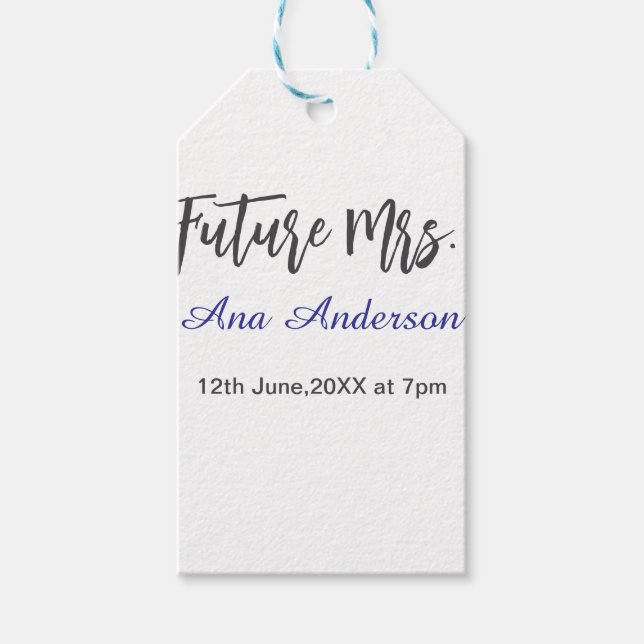Etiqueta Para Presente Futuro nome da sra noiva roxo cinza (Frente)