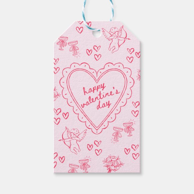 Etiqueta Para Presente Galentine’s Day Valentine Girly Pink (Frente)