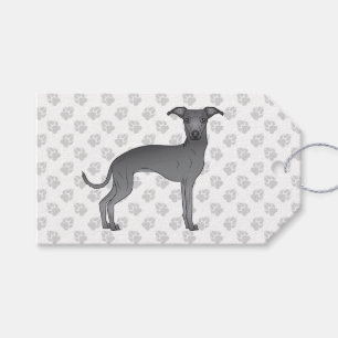 Etiqueta Para Presente Galgo Italiano Azul Desenho Animado Fofo Com Patas