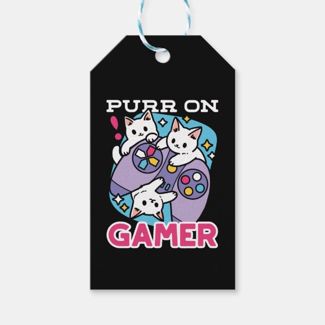 Etiqueta Para Presente Gamer Design - Purr On Gamer Joystick Art (Frente)
