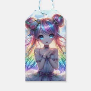 Etiqueta Para Presente Garota anime Cabelo Arco-Íris Cantando Fada de Lua