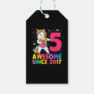 Etiqueta Para Presente Garota de Aniversário do 5 de Flautim Unicorn, 5 a