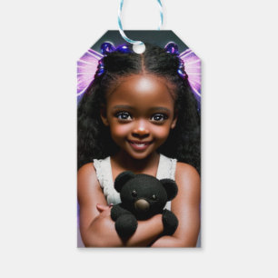 Etiqueta Para Presente Garota Fada Bonita com Urso de Teddy