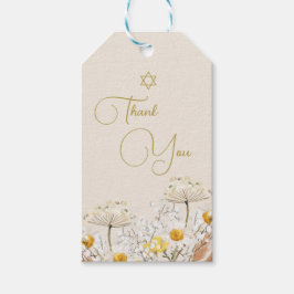 Etiqueta Para Presente Garota Judia Nomeando Flores Selvagens Obrigado