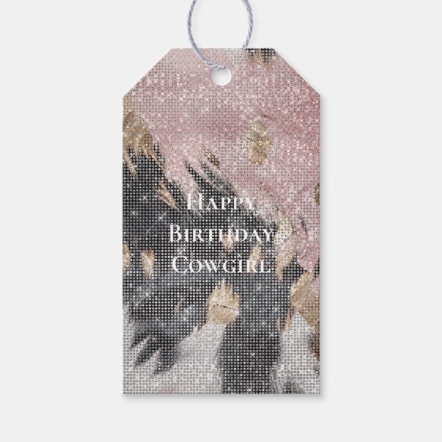 Etiqueta Para Presente Garota Negra-Rosa Dourada-Cinzenta (Frente)