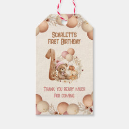 Etiqueta Para Presente Garota primeiro aniversario de Urso Bonito