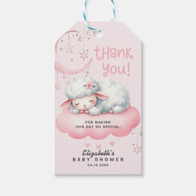 Etiqueta Para Presente Garota Rosa, Obrigado, Chá de fraldas (Frente)