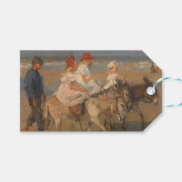 Etiqueta Para Presente Garotas Andando Donkeys na Praia