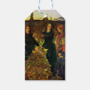 Etiqueta Para Presente Garotas coletando Folhas de outono para um Bônus