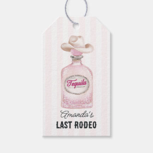 Etiqueta Para Presente Garrafa de Tequila Rosa Último Rodeio Cowgirl