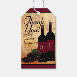 Etiqueta Para Presente Garrafas e Uvas de Vinho Monogramadas Obrigado