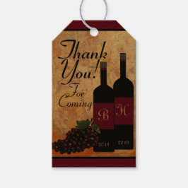 Etiqueta Para Presente Garrafas e Uvas de Vinho Monogramadas Obrigado