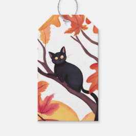 Etiqueta Para Presente Gata Preta Halloween Outono