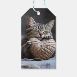 Etiqueta Para Presente Gatinho Atarracado Fofinho de Meada Coração Dia do