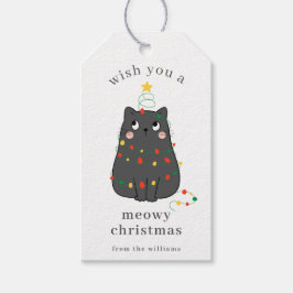 Etiqueta Para Presente Gatinho Cinza Fofo Meowy Natal Personalizado Féria