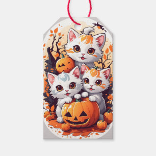 Etiqueta Para Presente Gatinho de Halloween Fofo Placa de Identificação d