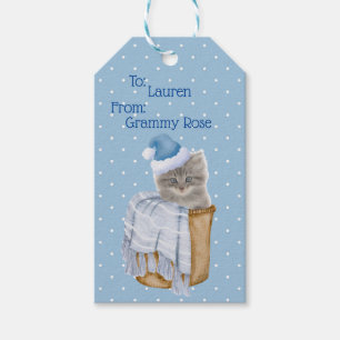 Etiqueta Para Presente Gatinho de Natal com Etiqueta de Presente de Papai