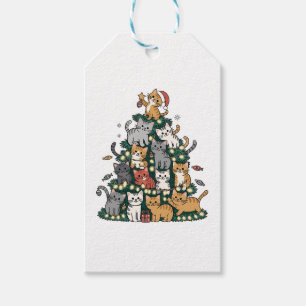 Etiqueta Para Presente Gatinho engraçado árvore de Natal gato animal de e
