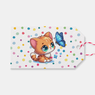 Etiqueta Para Presente Gatinho/gato fofo & borboleta