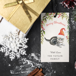 Etiqueta Para Presente Gatinho Gelado Feliz Natal Pavões de Gato de Papa